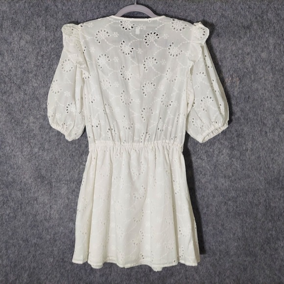 Miou Muse Dress M Florence Embroidered Eyelet Ruffle Button coastal Beach Boho - Picture 8 of 13